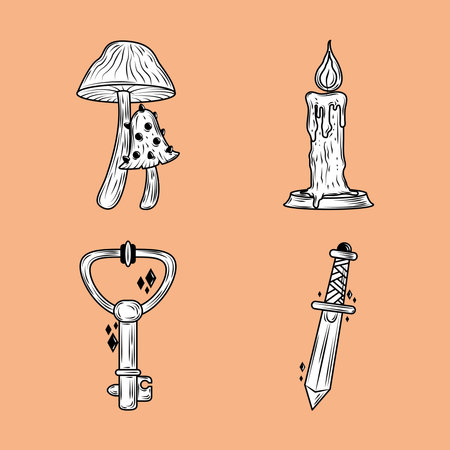 magical cartoon setのイラスト素材