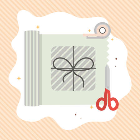 wrapping gift scissorsのイラスト素材