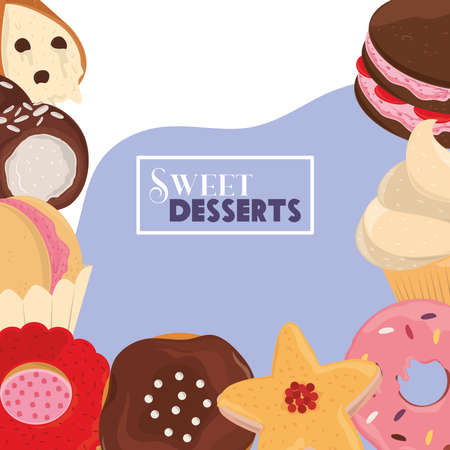 sweet desserts cartoonのイラスト素材