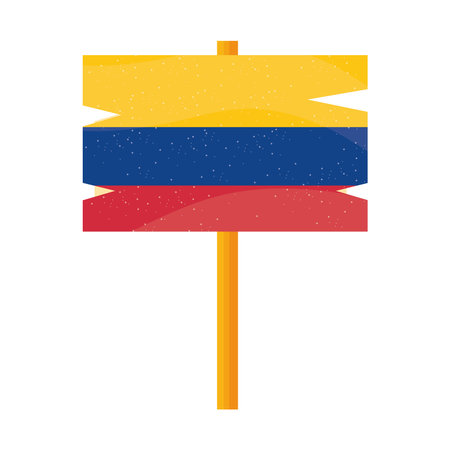 colombia flag woodenのイラスト素材