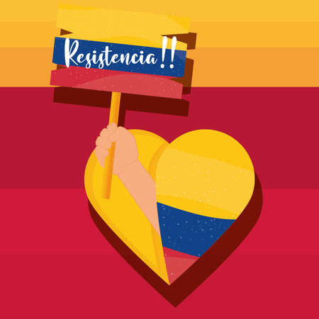 colombia hand with flagのイラスト素材