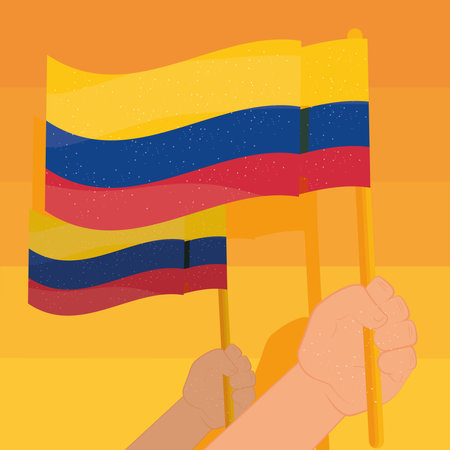 hands with colombia flagsのイラスト素材