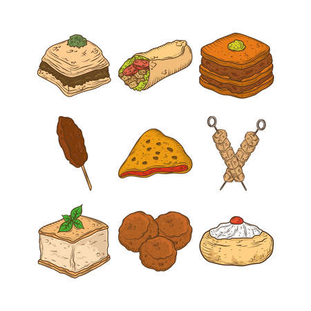arabic different foodのイラスト素材