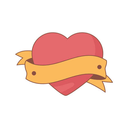heart ribbon tattooのイラスト素材