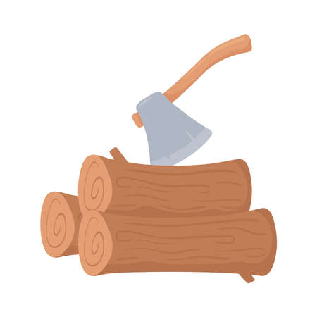 axe with pieces woodのイラスト素材