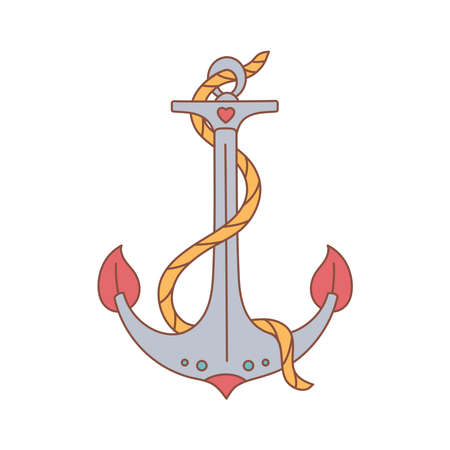 retro anchor rope illustrationのイラスト素材
