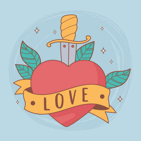 tattoo heart swordのイラスト素材