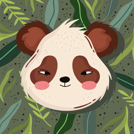 panda face frond illustrationのイラスト素材