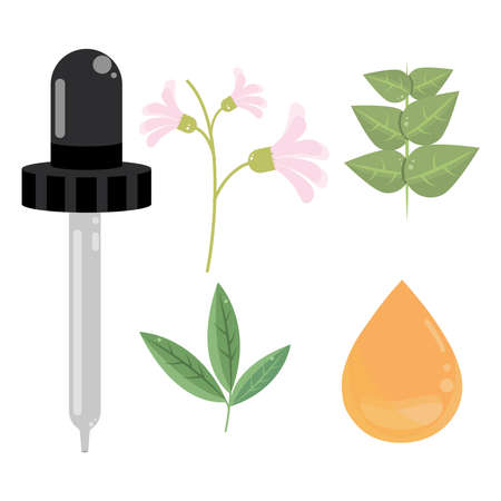 pipette oil flowersのイラスト素材