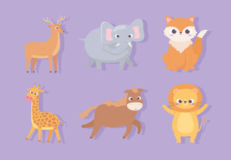 cute animals set