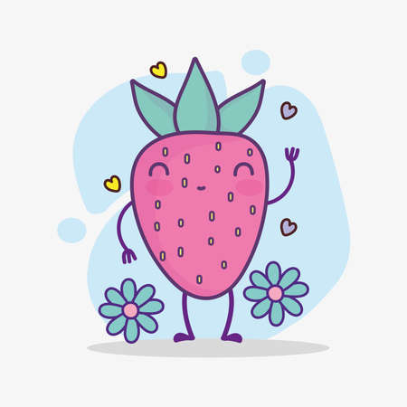 cute strawberry flower cartoonのイラスト素材