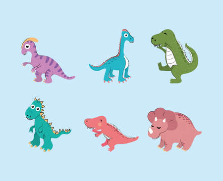 dinosaurs vector setのイラスト素材