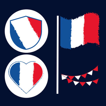 france flag setのイラスト素材