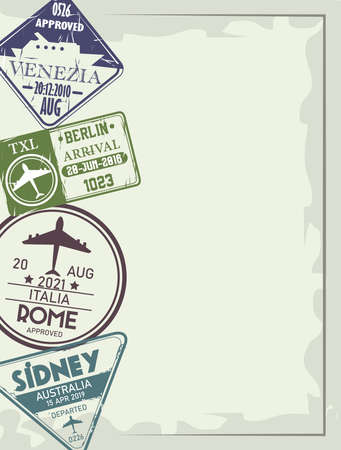 various stamps travelのイラスト素材