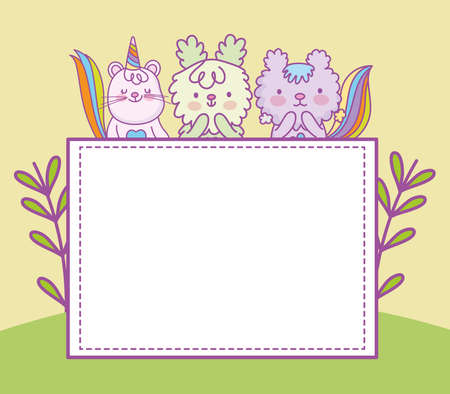 cute animals blank bannerのイラスト素材
