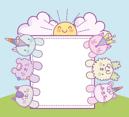 cute animals bannerのイラスト素材