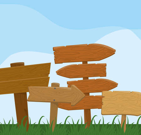 wood sign postのイラスト素材
