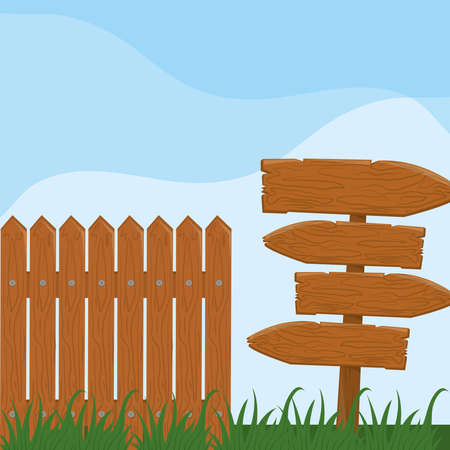 wooden fence guidepostのイラスト素材