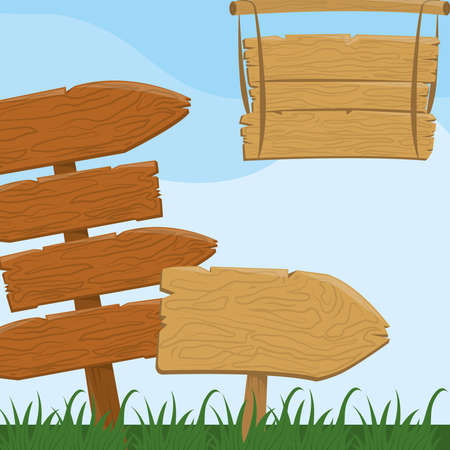 wood arrows bannerのイラスト素材