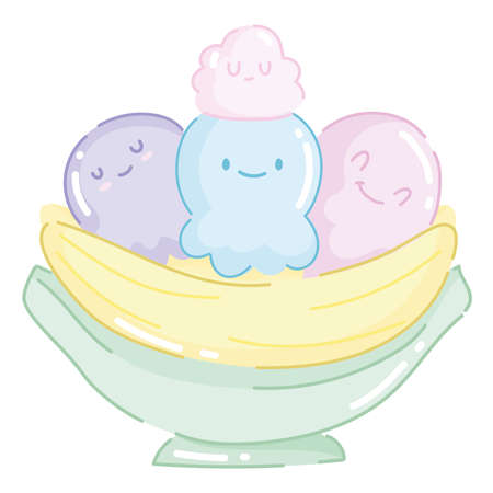 banana split ice creamのイラスト素材