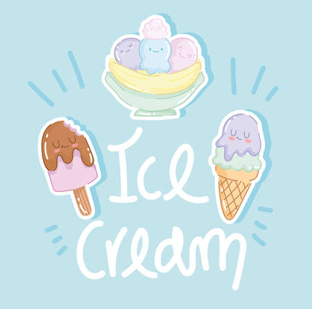 ice cream dessert illustrationのイラスト素材