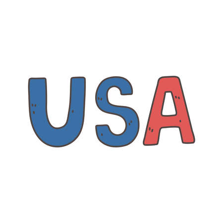 USA text line and fill illustrationのイラスト素材