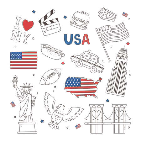 USA composition icons illustrationのイラスト素材