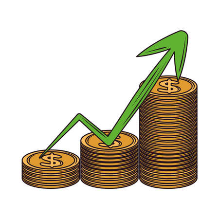 investment stack coins illustrationのイラスト素材