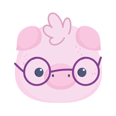 pig with glasses faceのイラスト素材