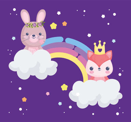 little bunny and foxのイラスト素材