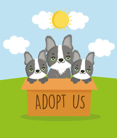 adoption cute dogsのイラスト素材