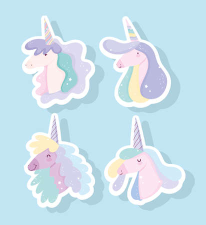cute head unicornsのイラスト素材