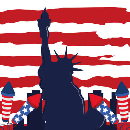american statue fireworkのイラスト素材