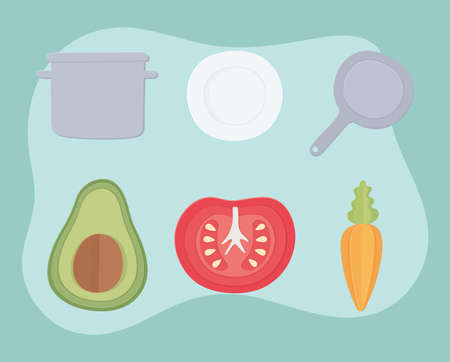 vegetables cooking iconsのイラスト素材