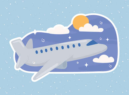flying airplane skyのイラスト素材