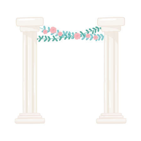 antique columns with flowersのイラスト素材