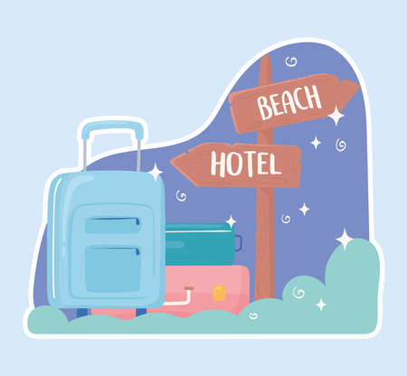 travel baggage signpostのイラスト素材