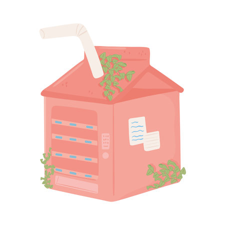 soda in box with strawのイラスト素材