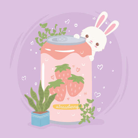 rabbit with soda canのイラスト素材