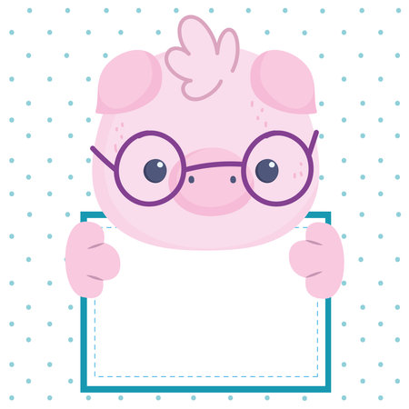 pig holds bannerのイラスト素材