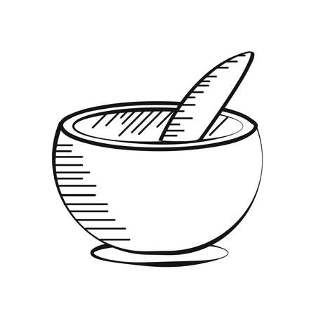 mortar and pestle hand drawnのイラスト素材