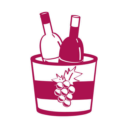 wine bottles in bucketのイラスト素材