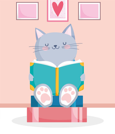 little cat with a bookのイラスト素材