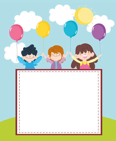 childrens with balloonsのイラスト素材