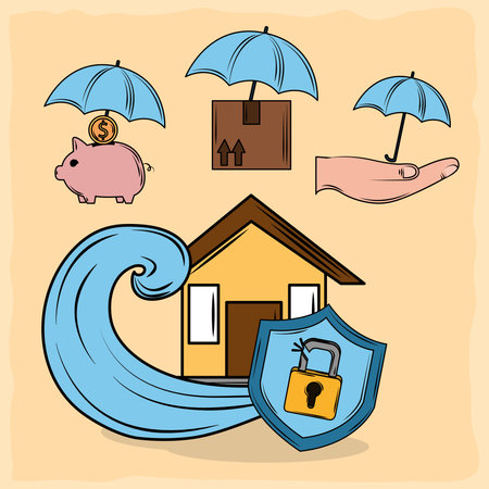 insurance protection iconsのイラスト素材