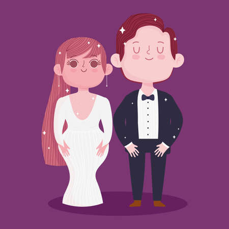 cartoon bride groomのイラスト素材