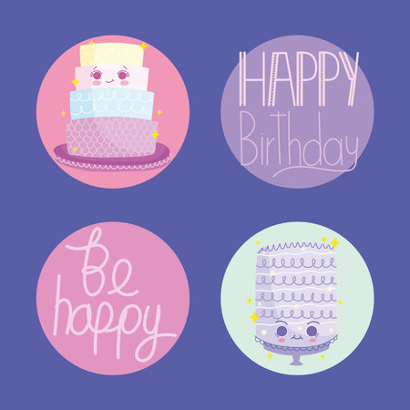 birthday lettering iconsのイラスト素材