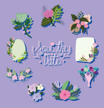 save the date floralのイラスト素材