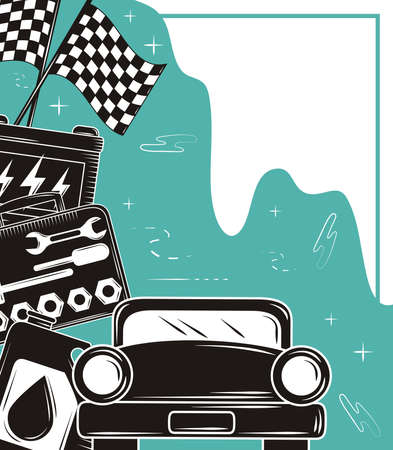 car service vintageのイラスト素材