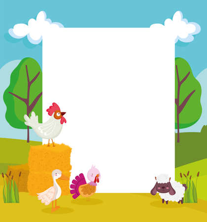 farm animals cartoonのイラスト素材